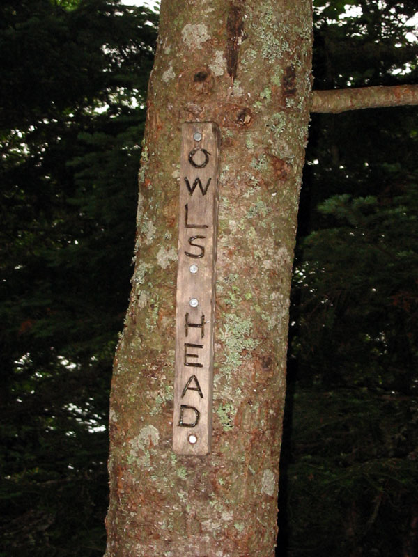 Owl's Head summit sign