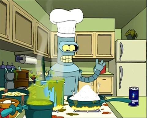 Futurama's Bender whips up a meal